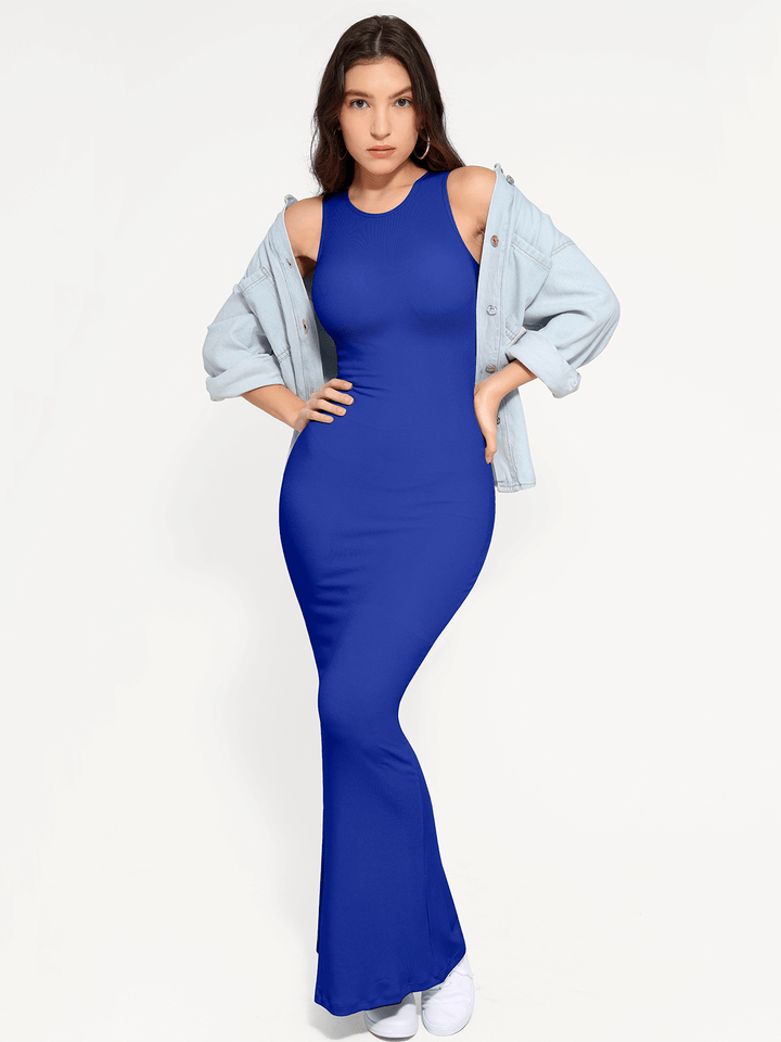 Shapewear Modal Sleeveless Crew Neck Slimming Maxi Dress - Modefluss