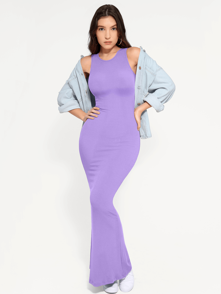 Shapewear Modal Sleeveless Crew Neck Slimming Maxi Dress - Modefluss