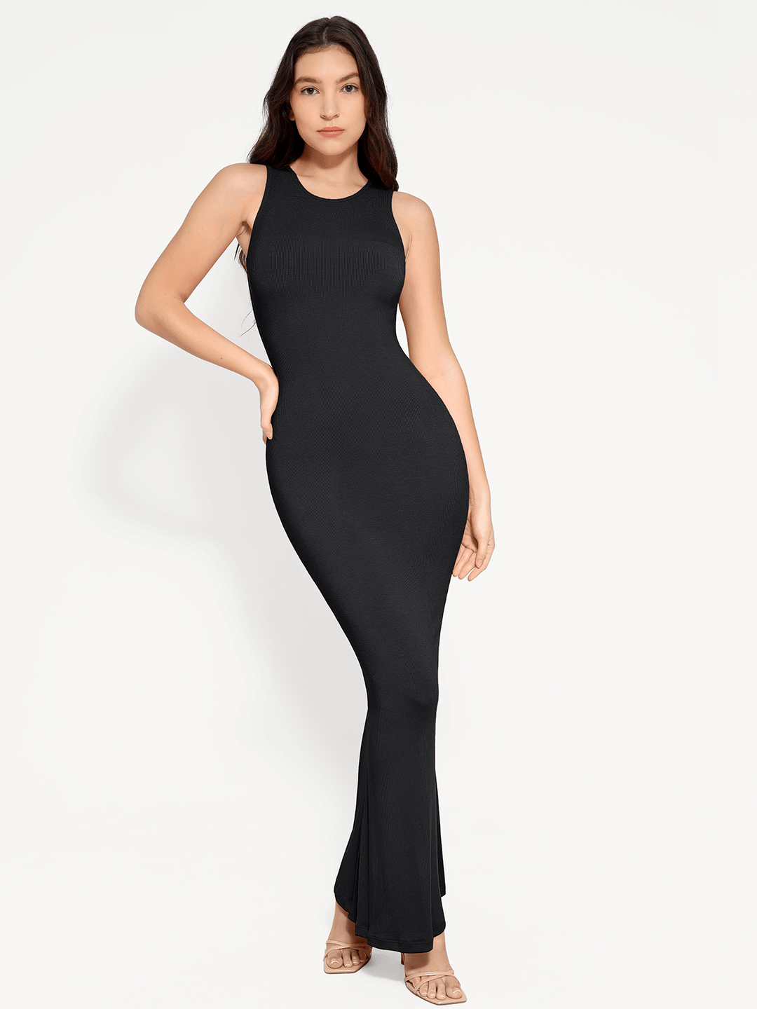 Shapewear Modal Sleeveless Crew Neck Slimming Maxi Dress - Modefluss