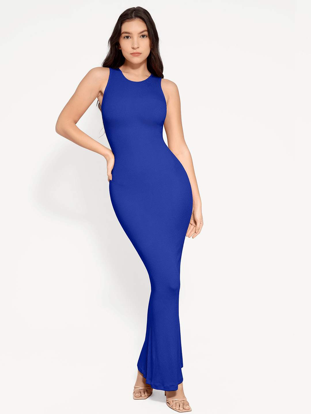 Shapewear Modal Sleeveless Crew Neck Slimming Maxi Dress - Modefluss
