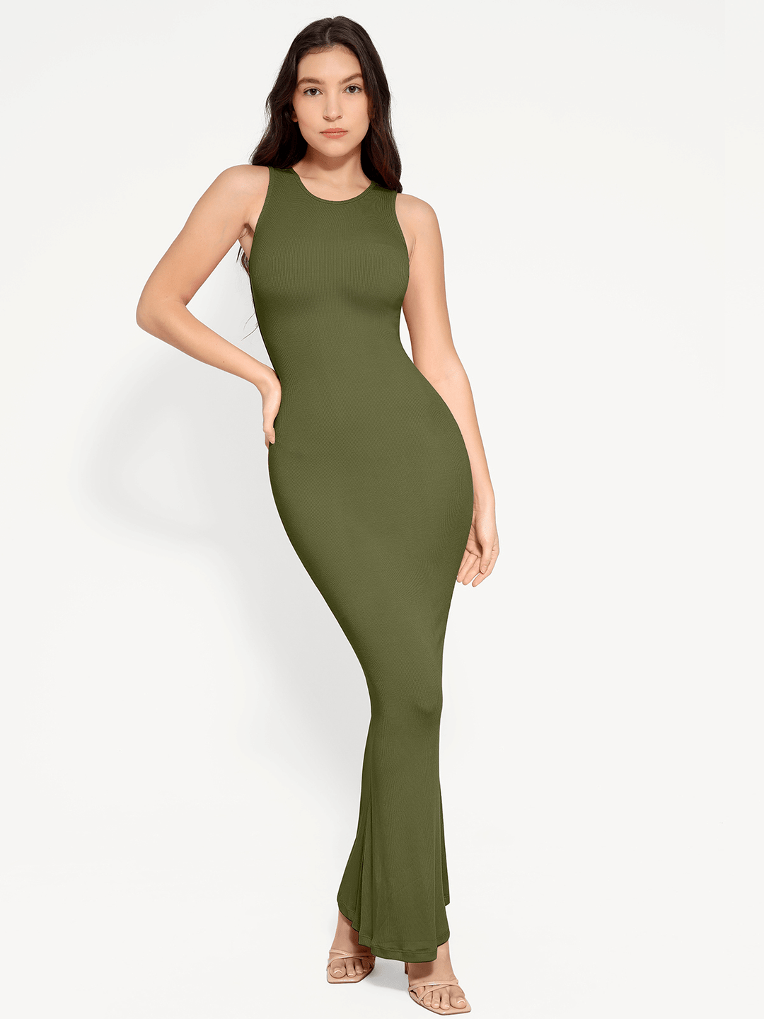 Shapewear Modal Sleeveless Crew Neck Slimming Maxi Dress - Modefluss