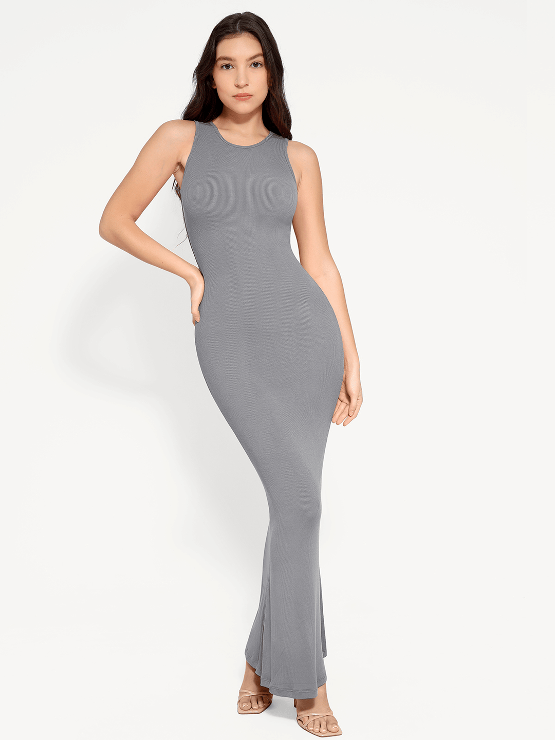 Shapewear Modal Sleeveless Crew Neck Slimming Maxi Dress - Modefluss