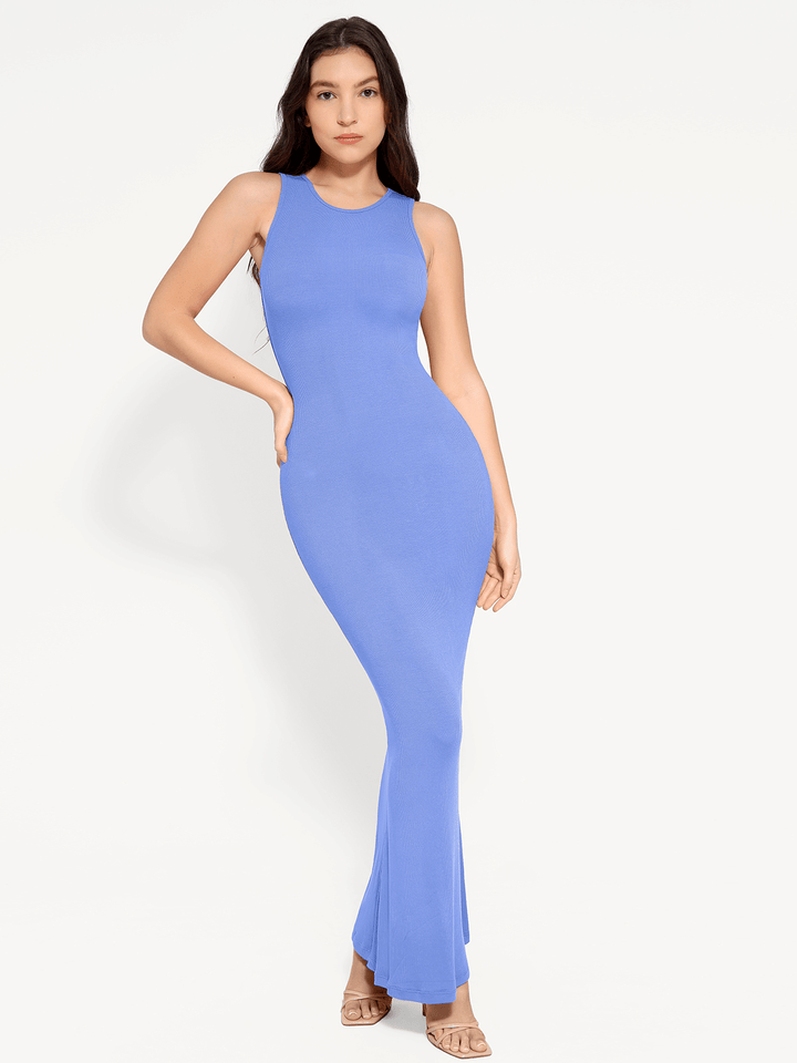 Shapewear Modal Sleeveless Crew Neck Slimming Maxi Dress - Modefluss
