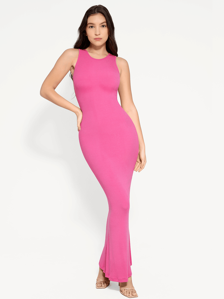 Shapewear Modal Sleeveless Crew Neck Slimming Maxi Dress - Modefluss