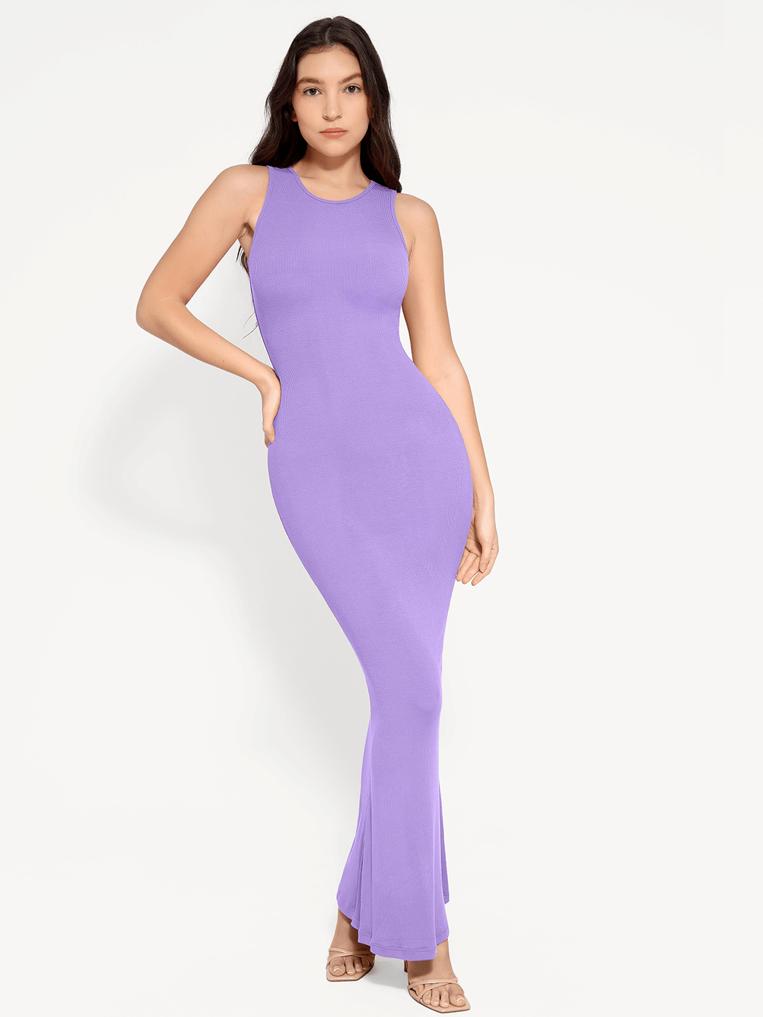 Shapewear Modal Sleeveless Crew Neck Slimming Maxi Dress - Modefluss