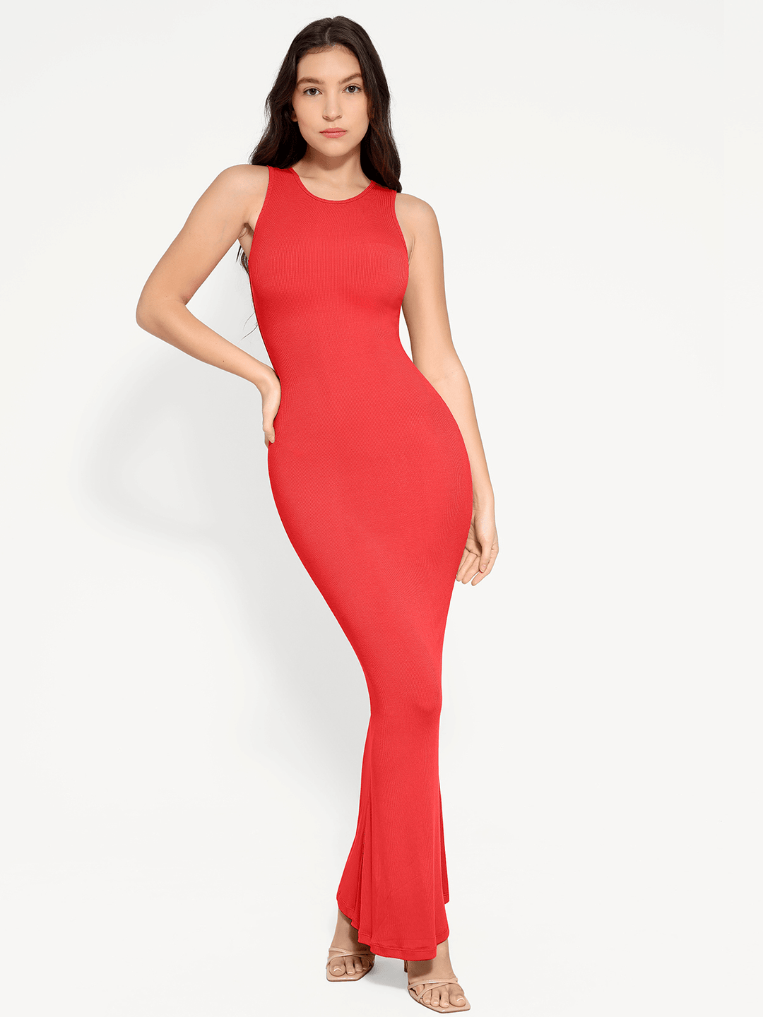 Shapewear Modal Sleeveless Crew Neck Slimming Maxi Dress - Modefluss