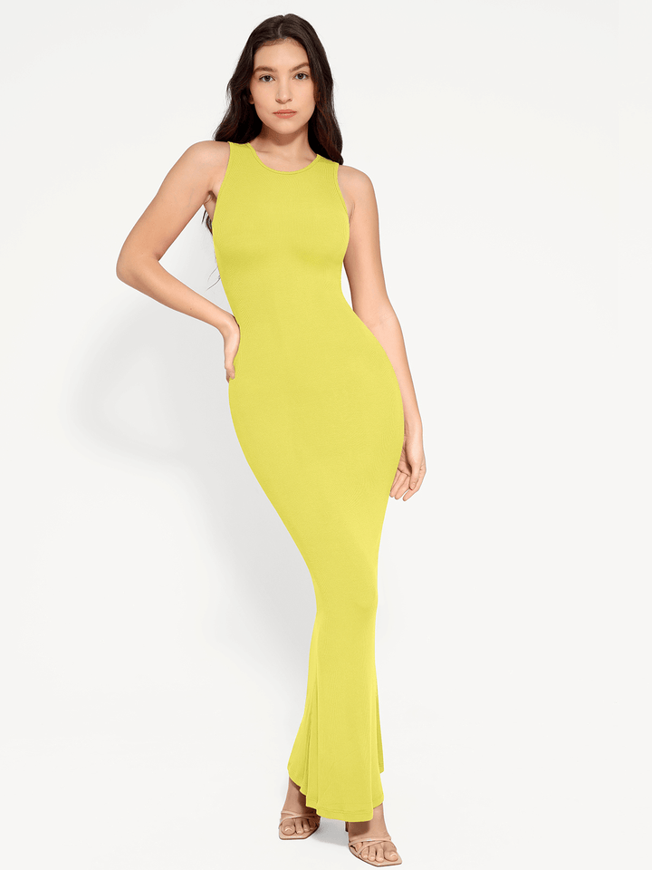 Shapewear Modal Sleeveless Crew Neck Slimming Maxi Dress - Modefluss