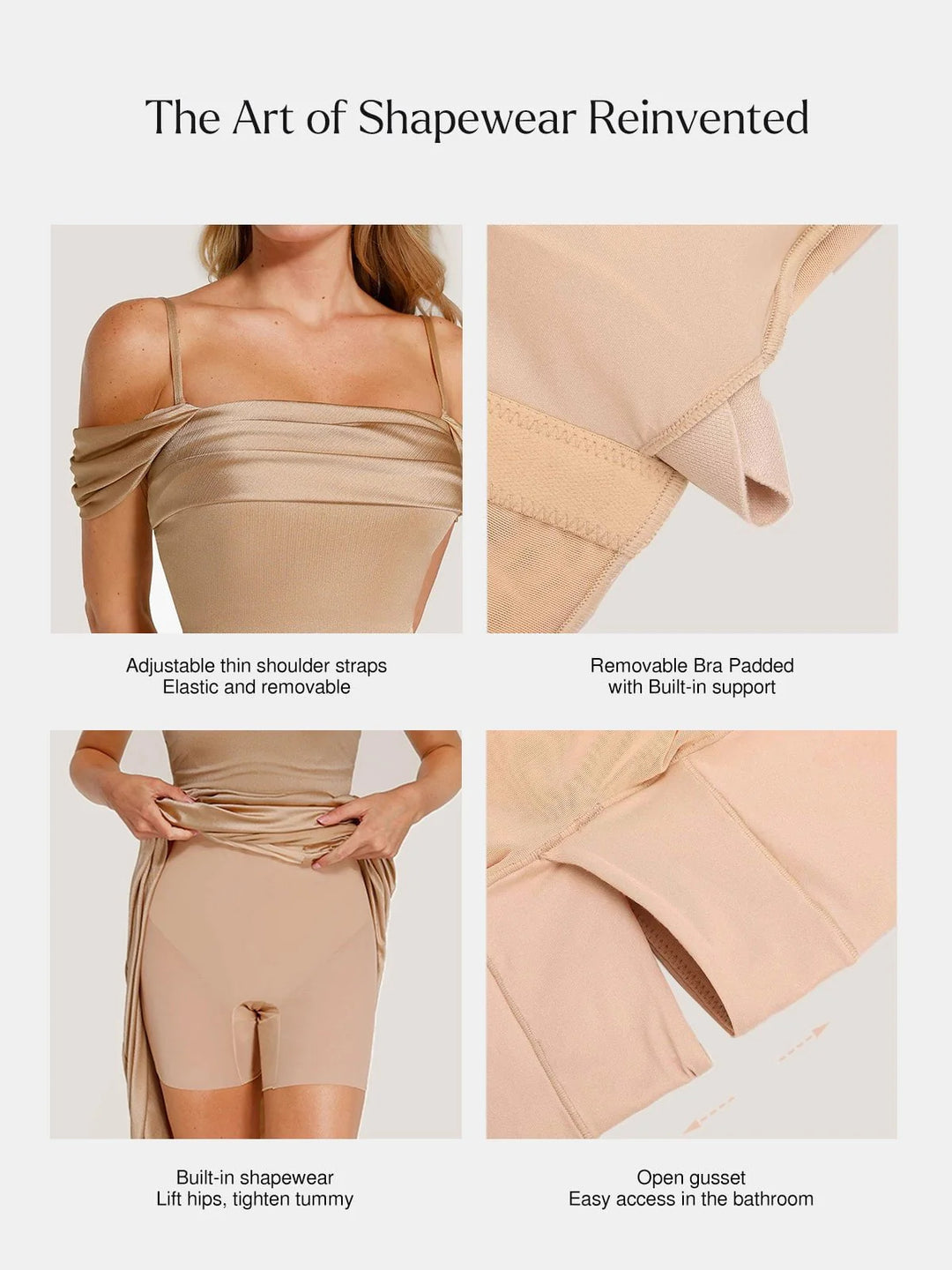 Shapewear Off Shoulder Shine Ruched Sculpting Maxi Dress - Modefluss