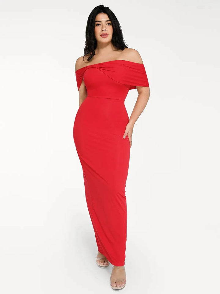 Shapewear Off-the-Shoulder Slim Column Maxi Dress - Modefluss