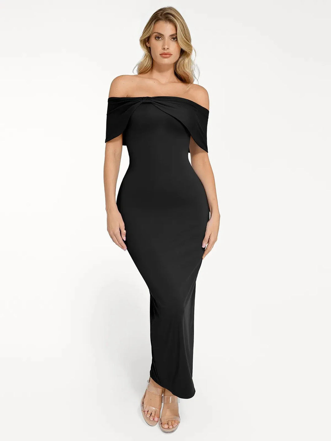 Shapewear Off-the-Shoulder Slim Column Maxi Dress - Modefluss