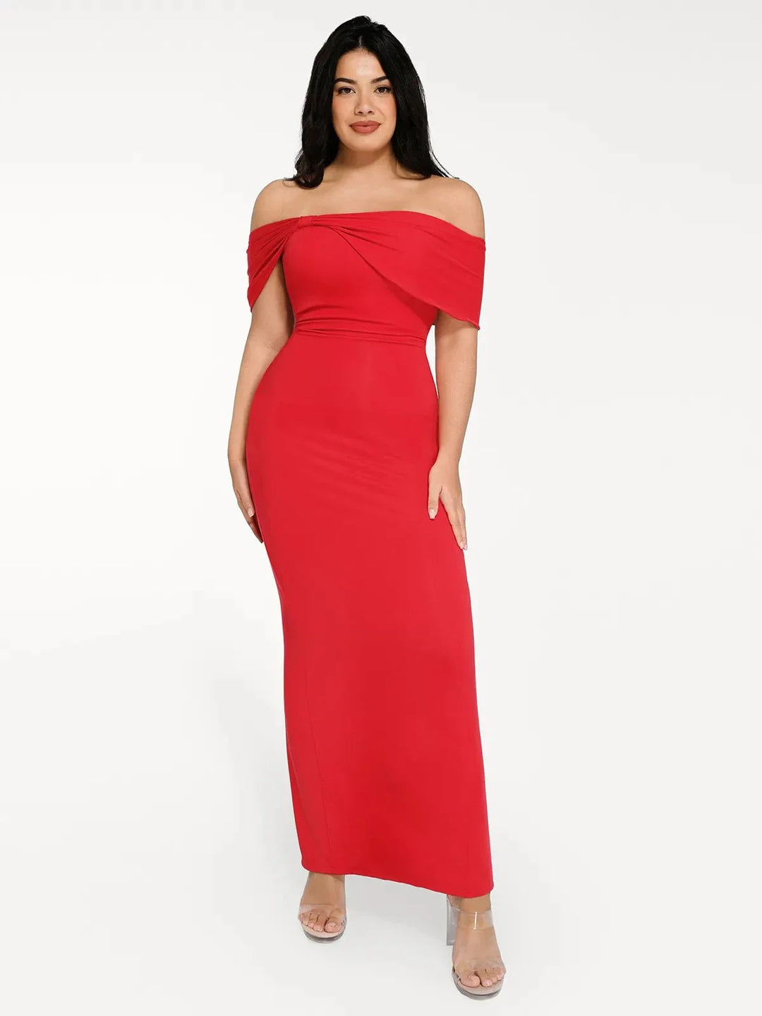 Shapewear Off-the-Shoulder Slim Column Maxi Dress - Modefluss