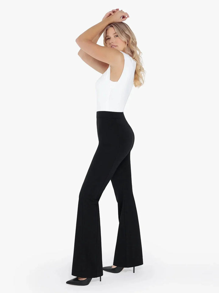 Shapewear Padded Shoulder Slimming Bodysuit Flare-Leg Pants Set - Modefluss