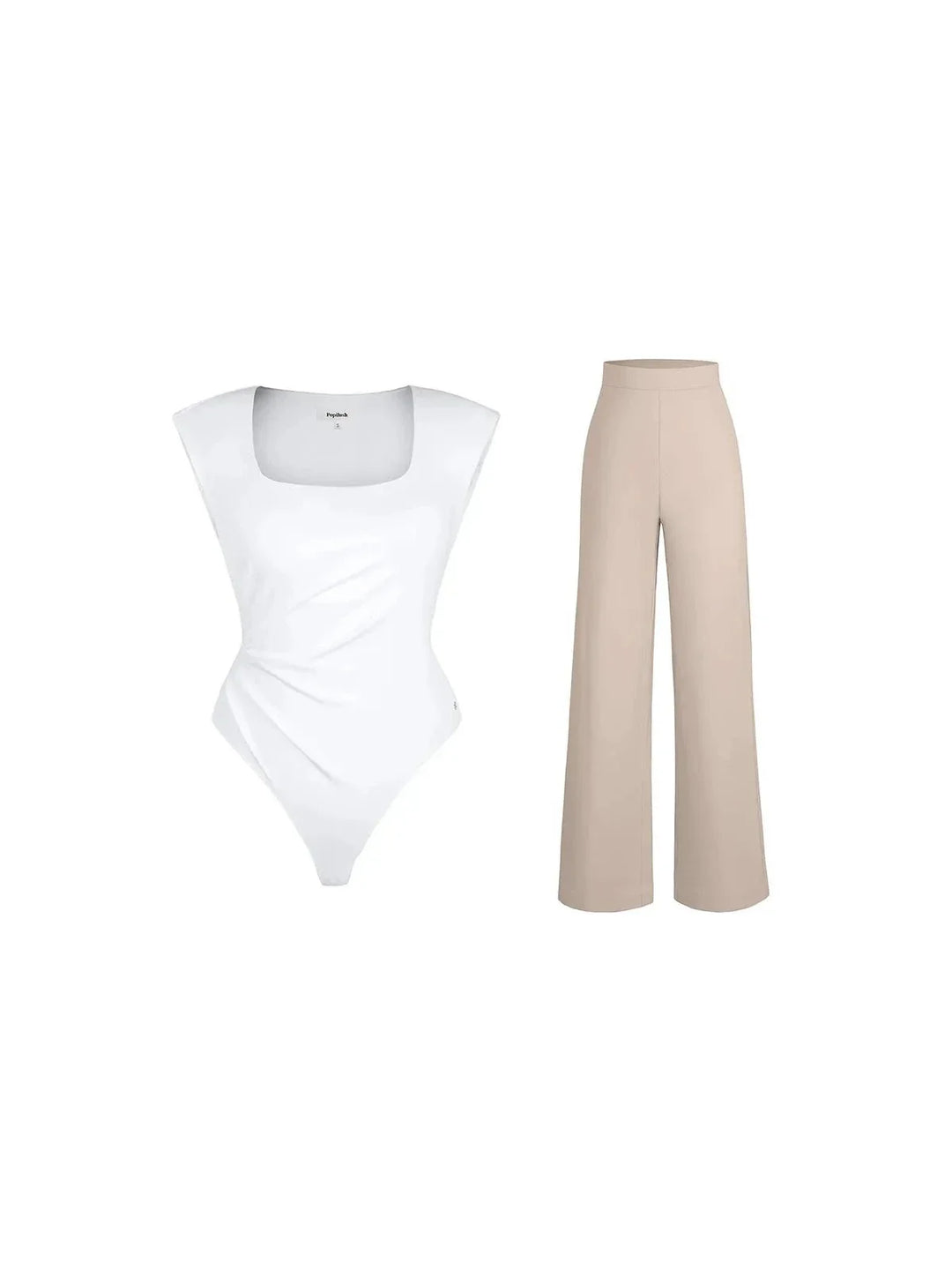 Day To Night Set Solid Sculpting Bodysuit Built-in Shapewear Pants