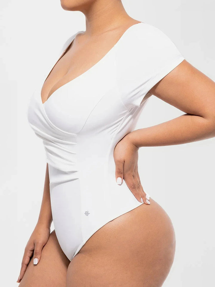 Shapewear Portrait Neckline Draped Sculpting Bodysuit - Modefluss