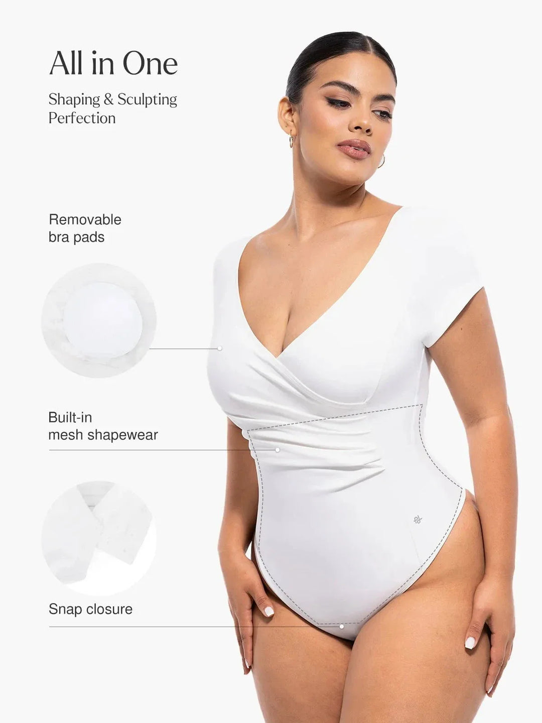 Shapewear Portrait Neckline Draped Sculpting Bodysuit - Modefluss