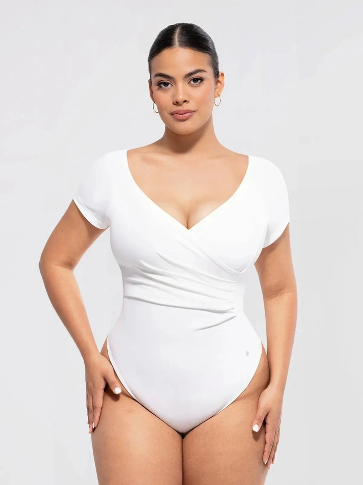 Shapewear Portrait Neckline Draped Sculpting Bodysuit - Modefluss