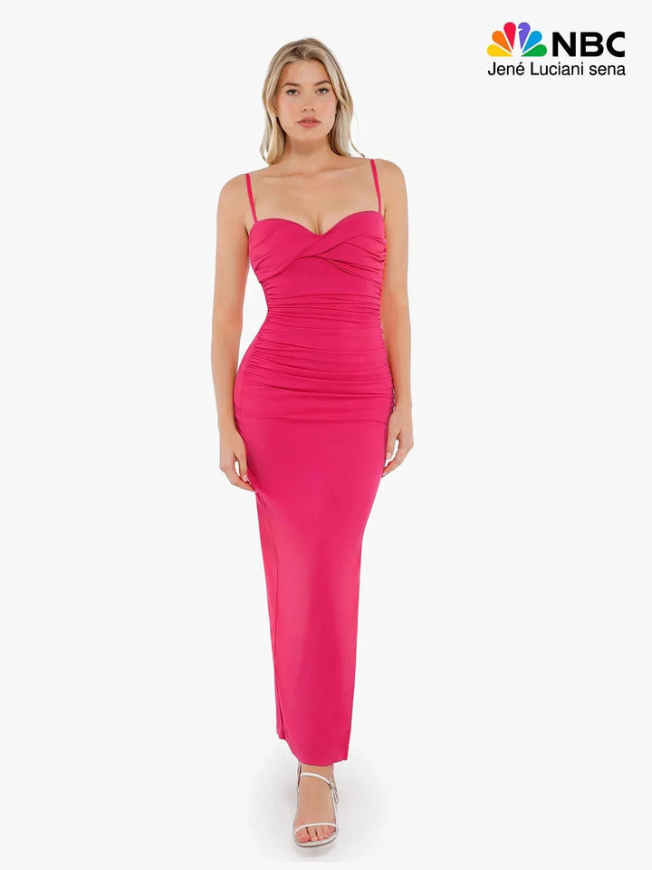 Shapewear Ruched Bias Twist Tummy Control Maxi Dress - Modefluss