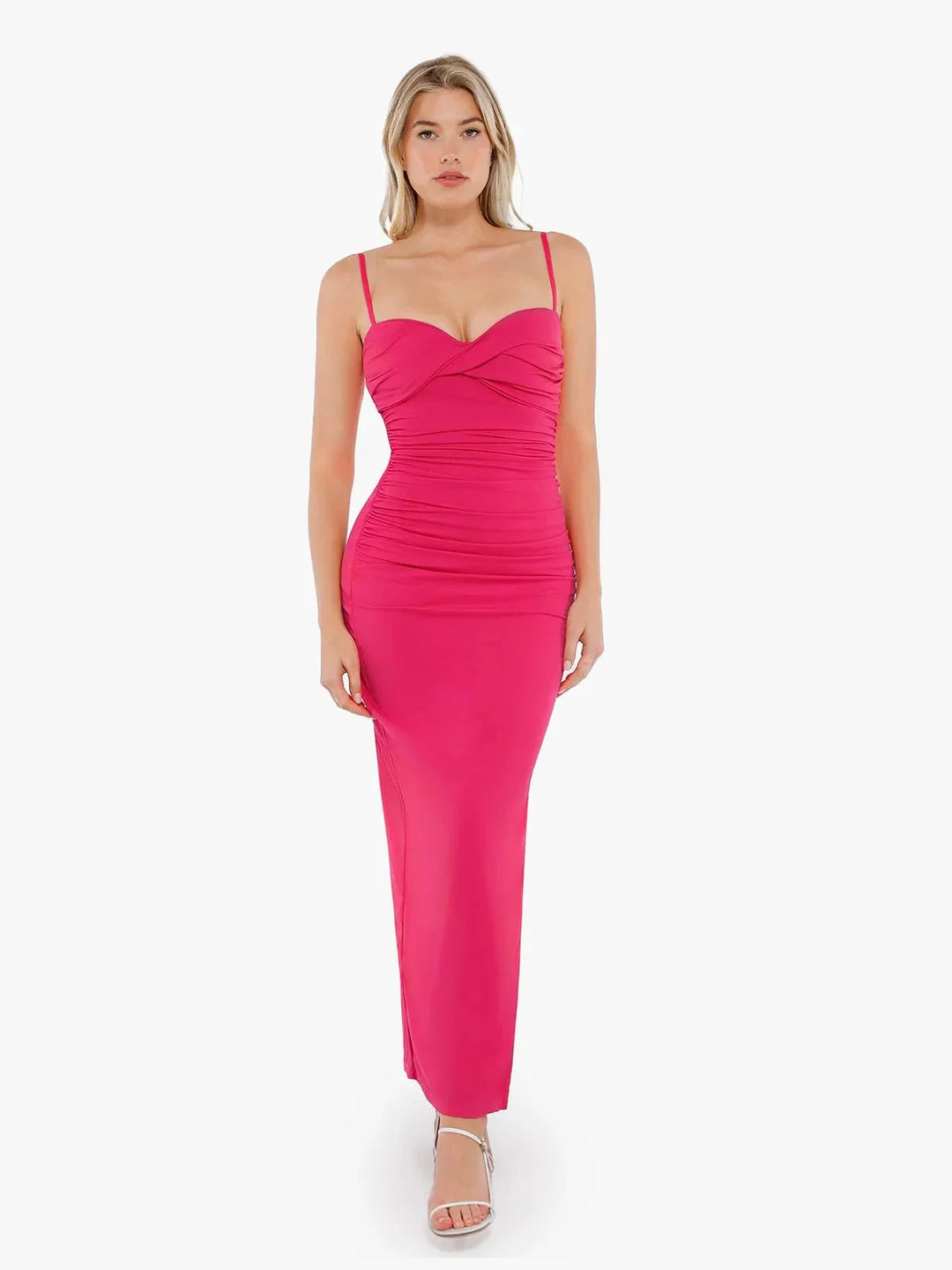 Shapewear Ruched Bias Twist Tummy Control Maxi Dress - Modefluss
