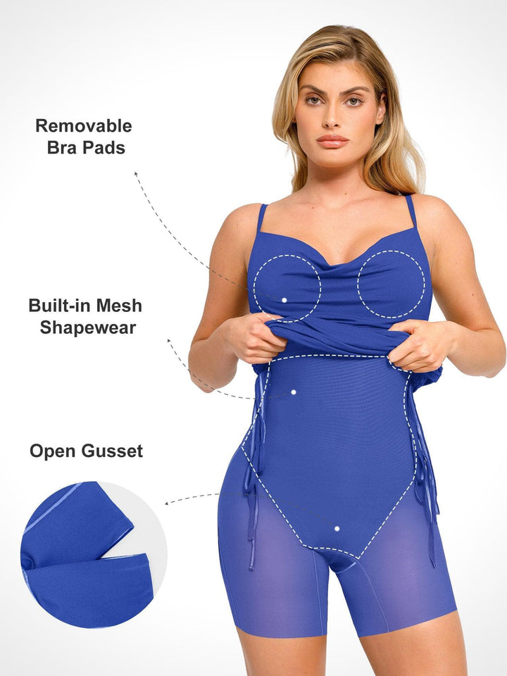 Shapewear Ruched Modal Bodycon Mini Slip Dress - Modefluss
