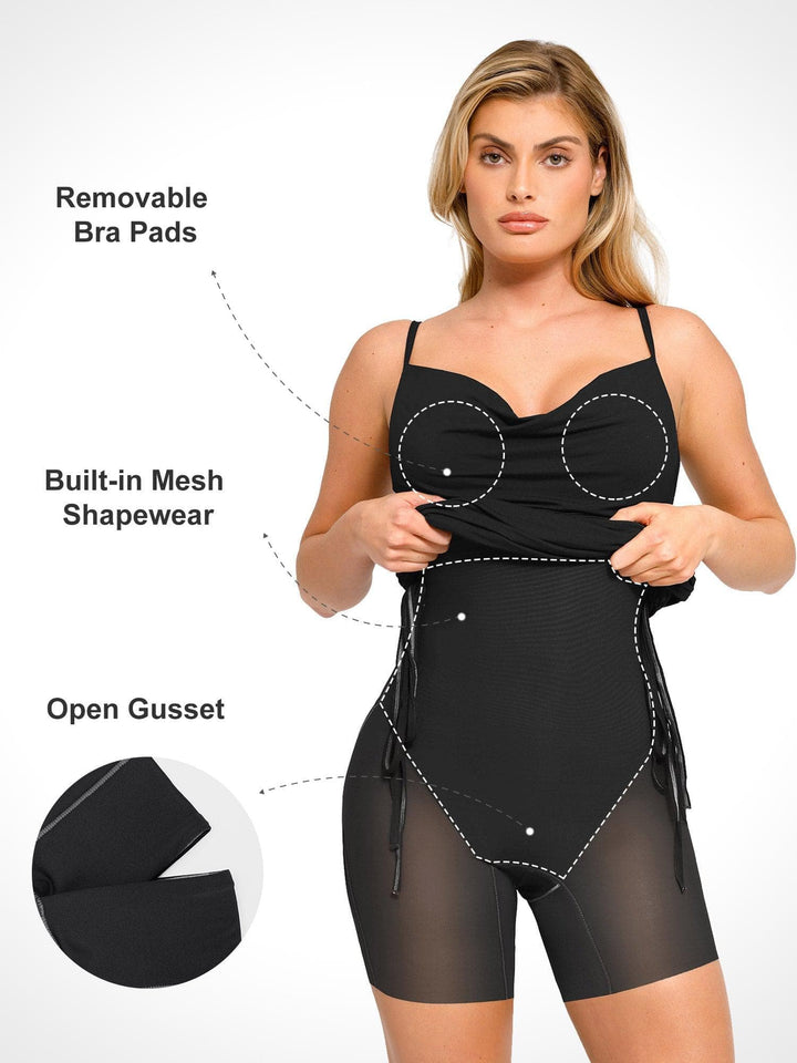 Shapewear Ruched Modal Bodycon Mini Slip Dress - Modefluss