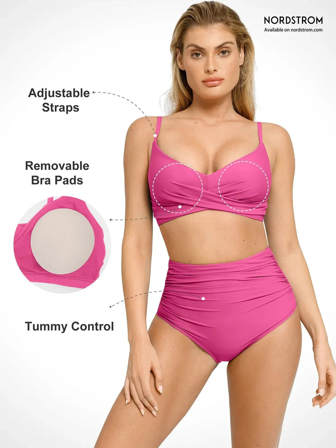 Shapewear Bust-Enhancing Draped Bikini Top - Modefluss