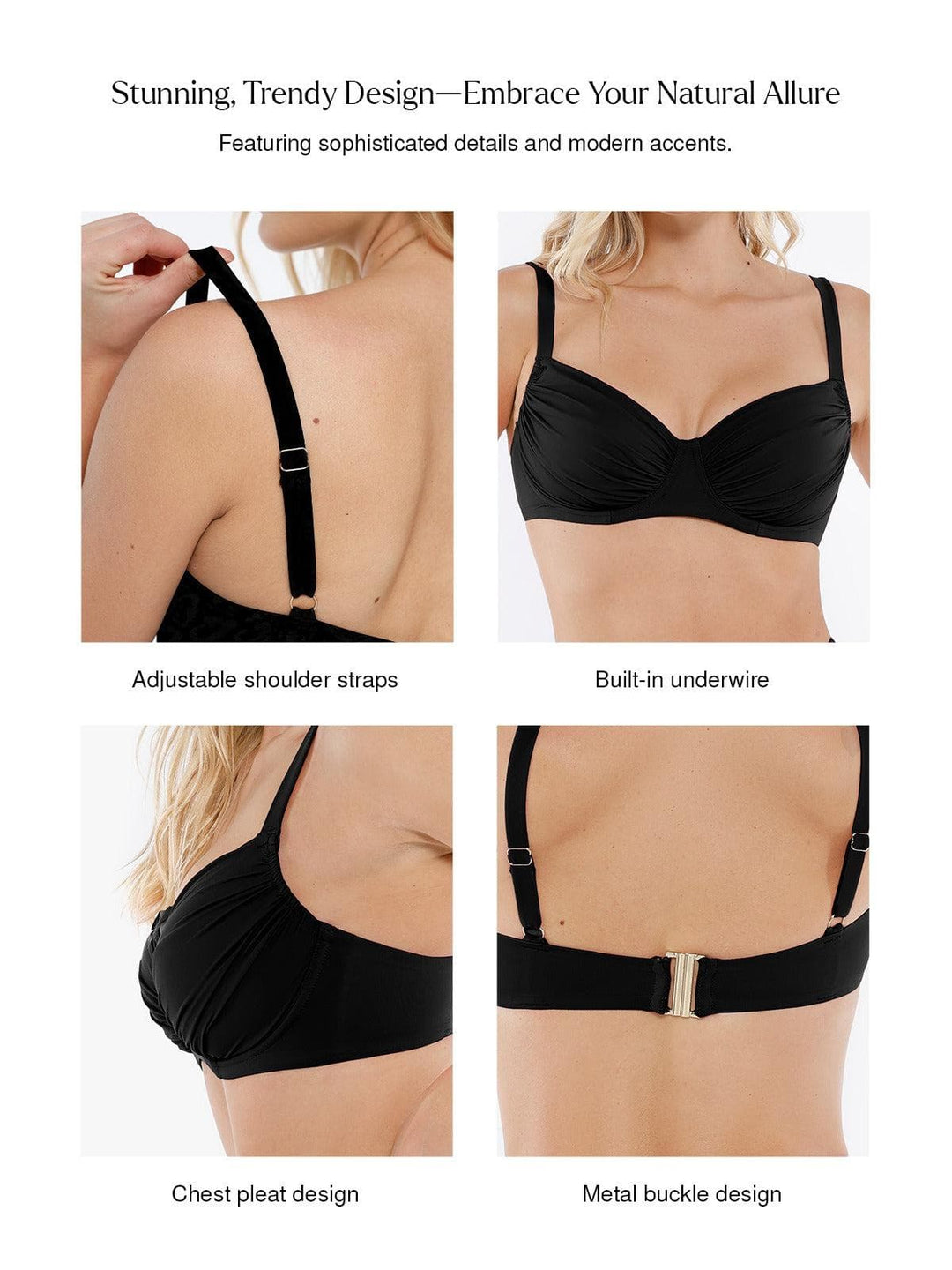Shapewear Ruched Underwire Bikini Top - Modefluss