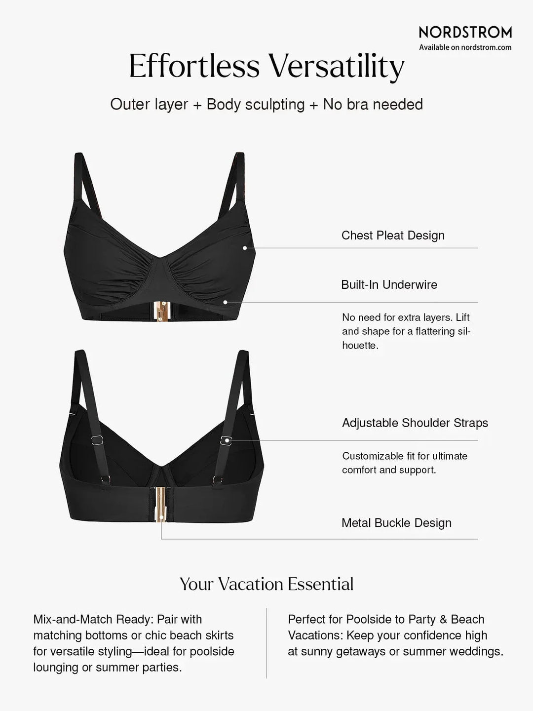Shapewear Ruched Underwire Bikini Top - Modefluss