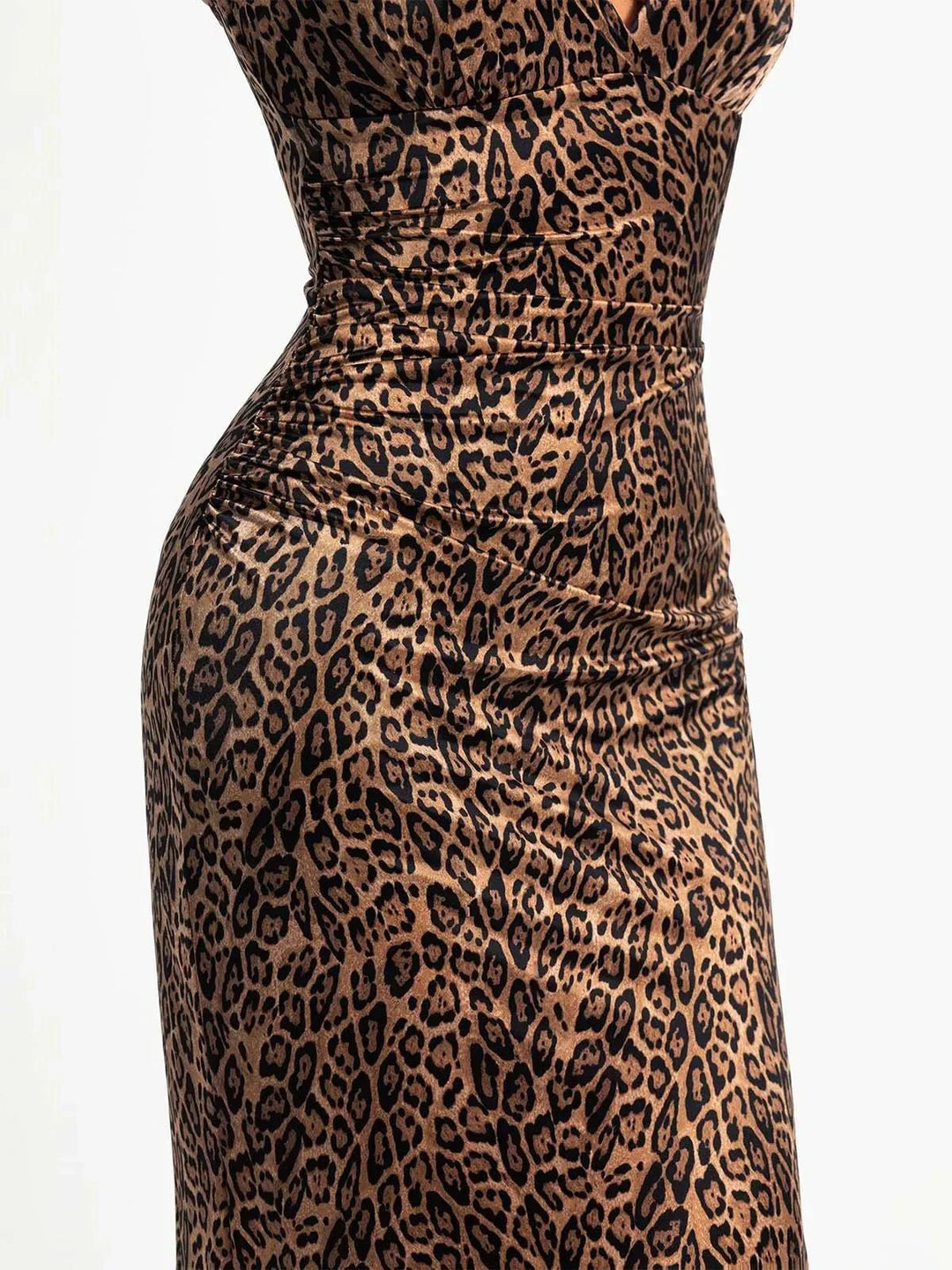 Shapewear Satin Deep-V Front Slit Maxi Dress - Modefluss