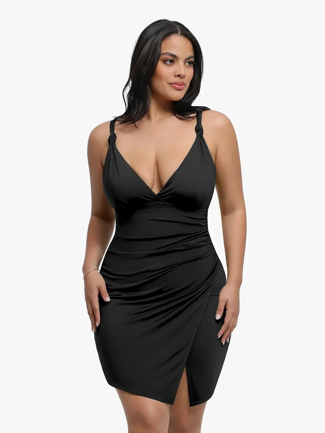 Shapewear Sculpting Side Slit Mini Dress - Modefluss