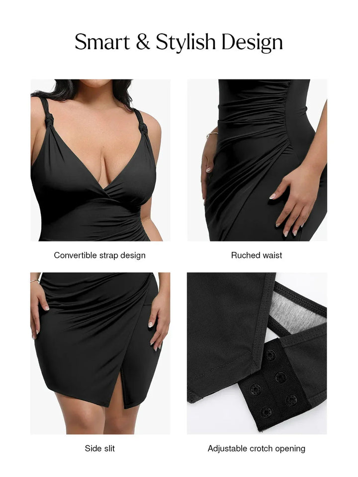 Shapewear Sculpting Side Slit Mini Dress - Modefluss