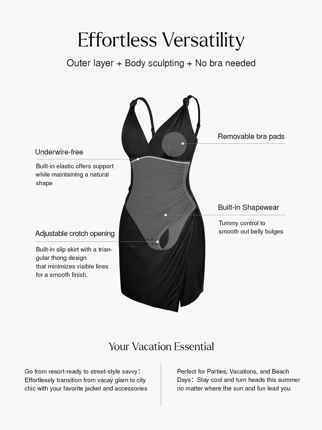 Shapewear Sculpting Side Slit Mini Dress - Modefluss
