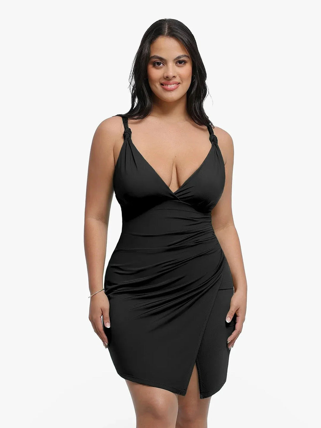 Shapewear Sculpting Side Slit Mini Dress - Modefluss