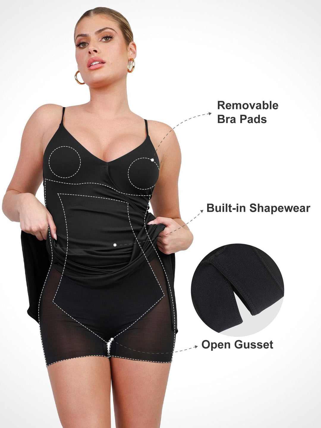 Shapewear Sculpting Wrap Midi Slip Dress - Modefluss