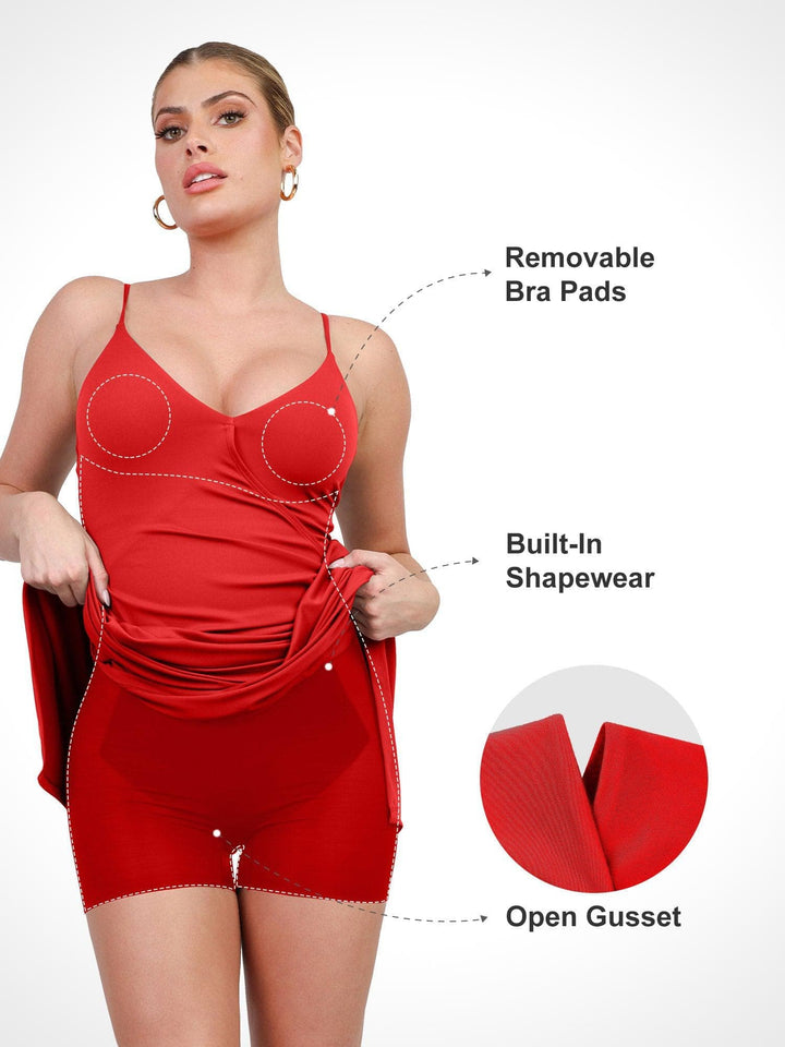 Shapewear Sculpting Wrap Midi Slip Dress - Modefluss