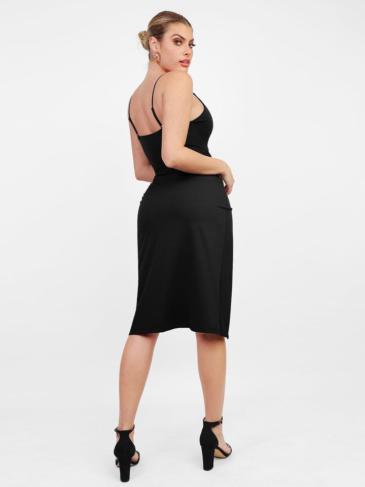 Shapewear Sculpting Wrap Midi Slip Dress - Modefluss