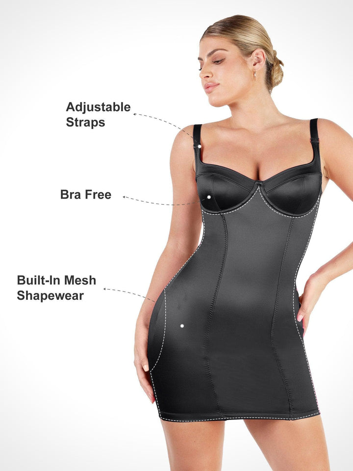 Shapewear Scuplting Satin Bustier Mini Dress - Modefluss