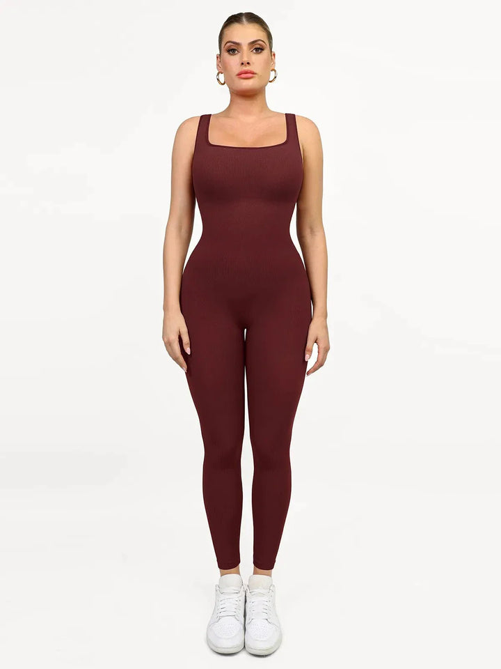 Shapewear Seamless Square Neck Tank Workout Jumpsuit - Modefluss