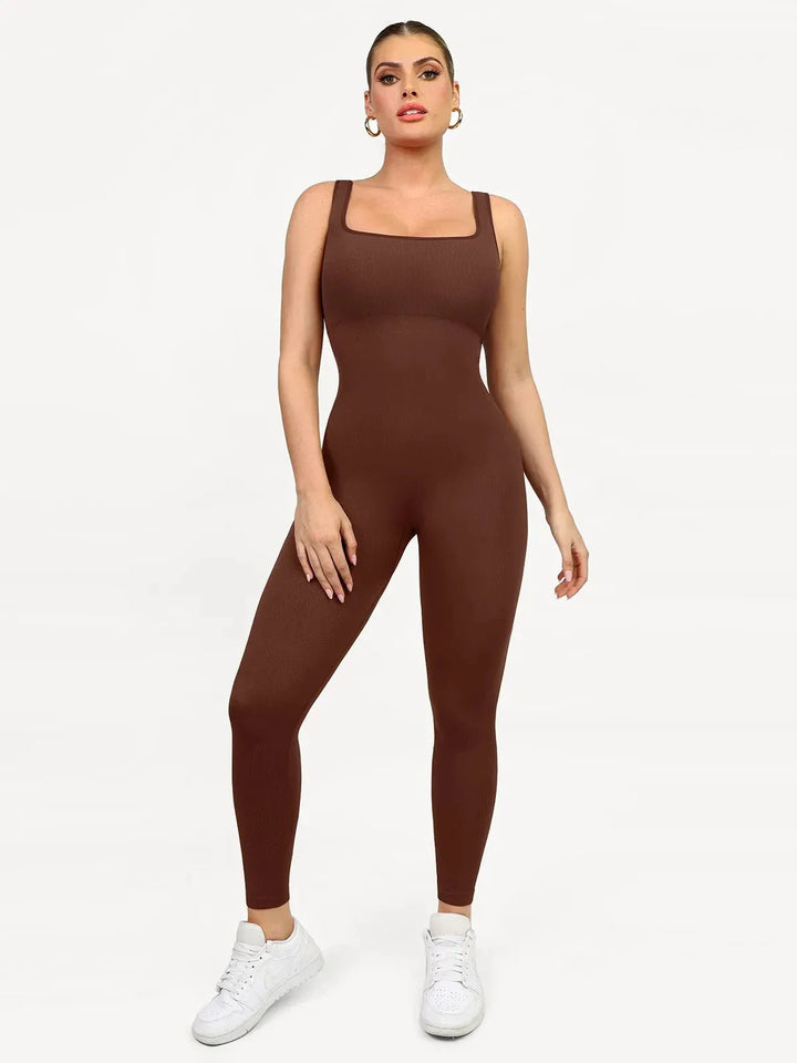 Shapewear Seamless Square Neck Tank Workout Jumpsuit - Modefluss