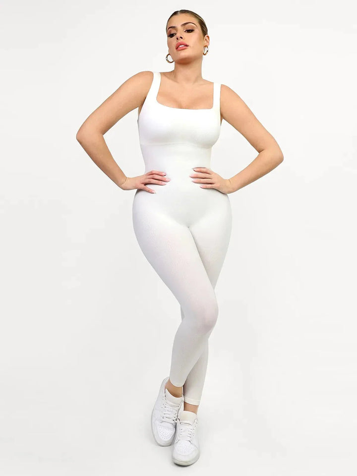 Shapewear Seamless Square Neck Tank Workout Jumpsuit - Modefluss
