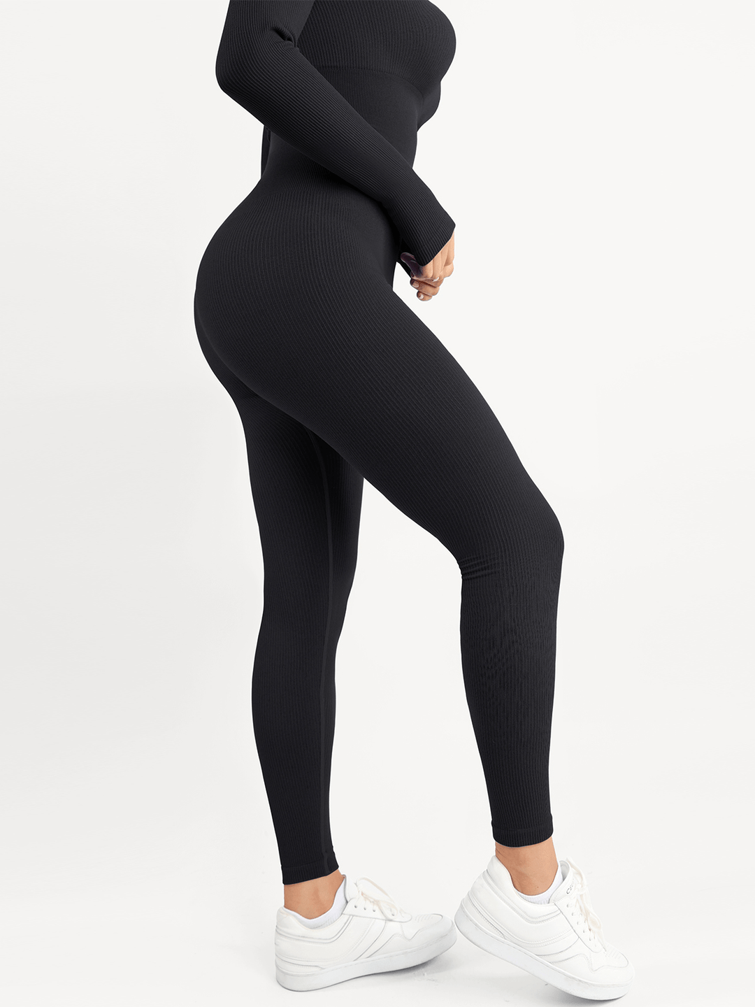 Shapewear Seamless Thumb Hole Long Sleeve Jumpsuit - Modefluss
