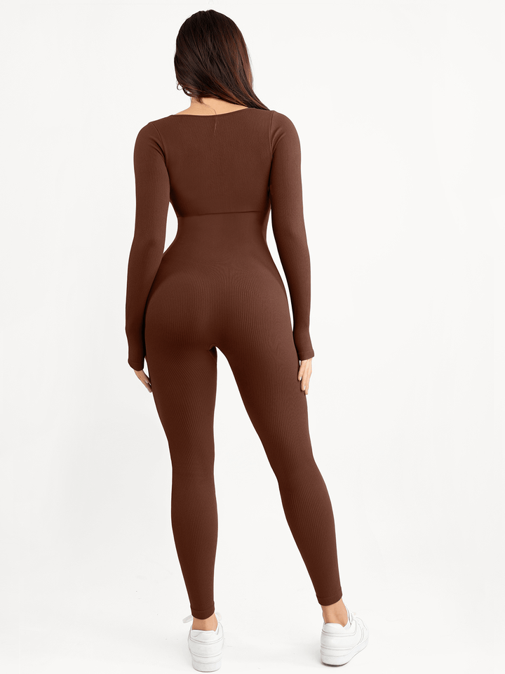 Shapewear Seamless Thumb Hole Long Sleeve Jumpsuit - Modefluss