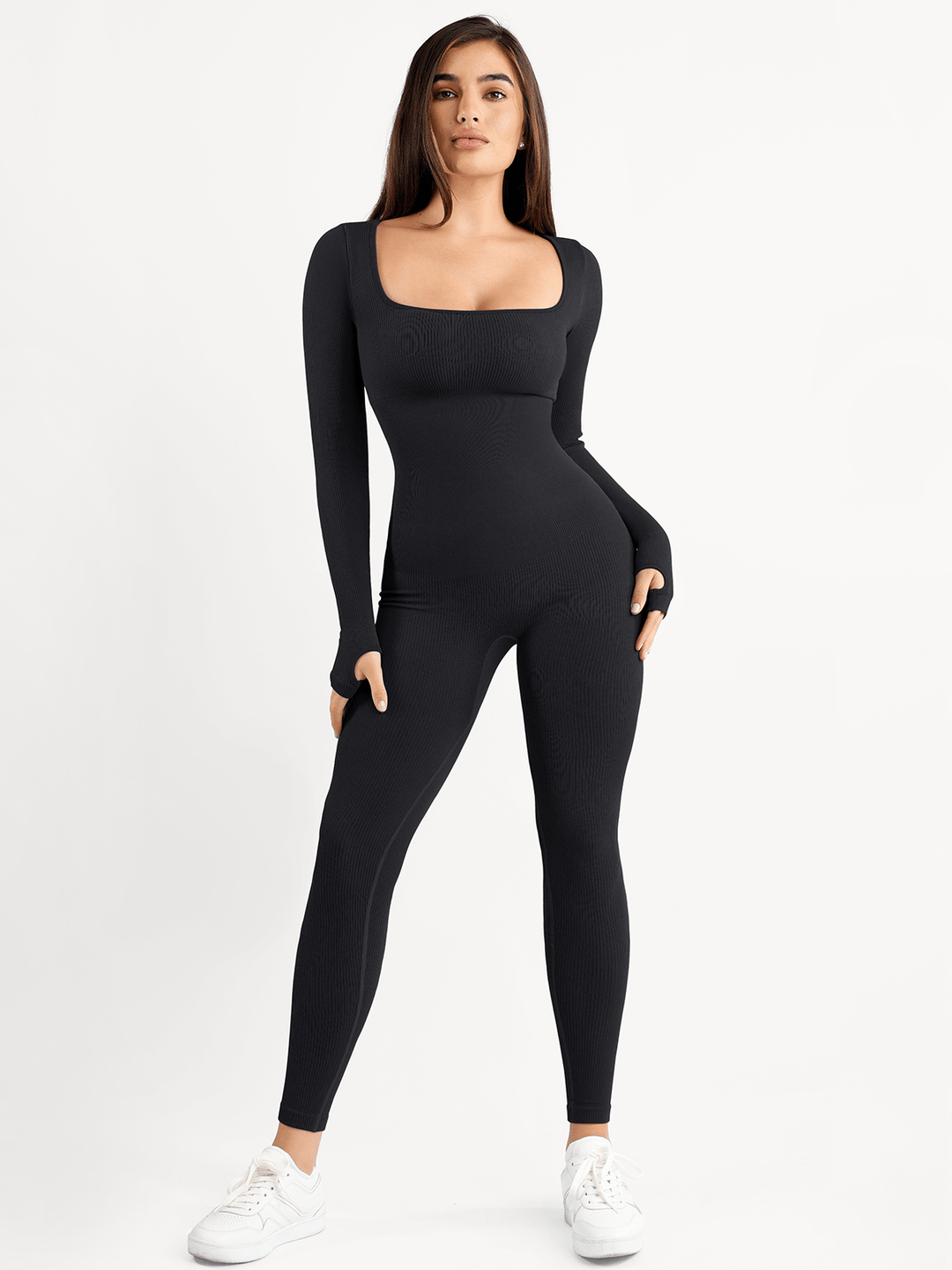 Shapewear Seamless Thumb Hole Long Sleeve Jumpsuit - Modefluss