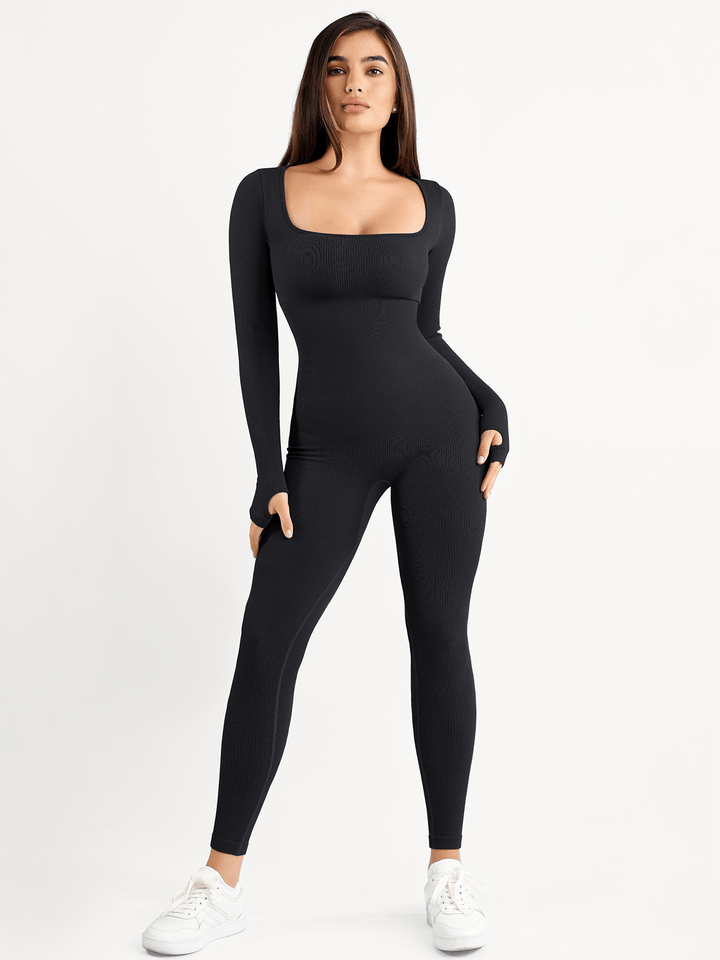Shapewear Seamless Thumb Hole Long Sleeve Jumpsuit - Modefluss
