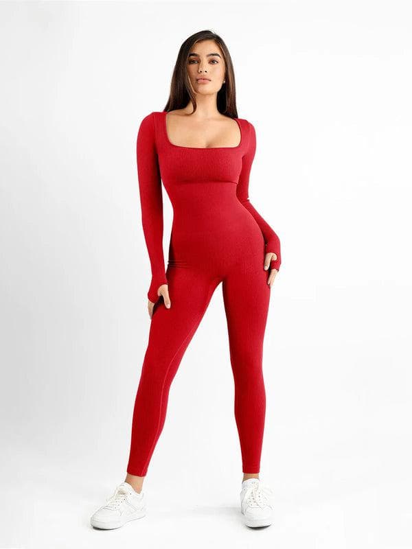 Shapewear Seamless Thumb Hole Long Sleeve Jumpsuit - Modefluss