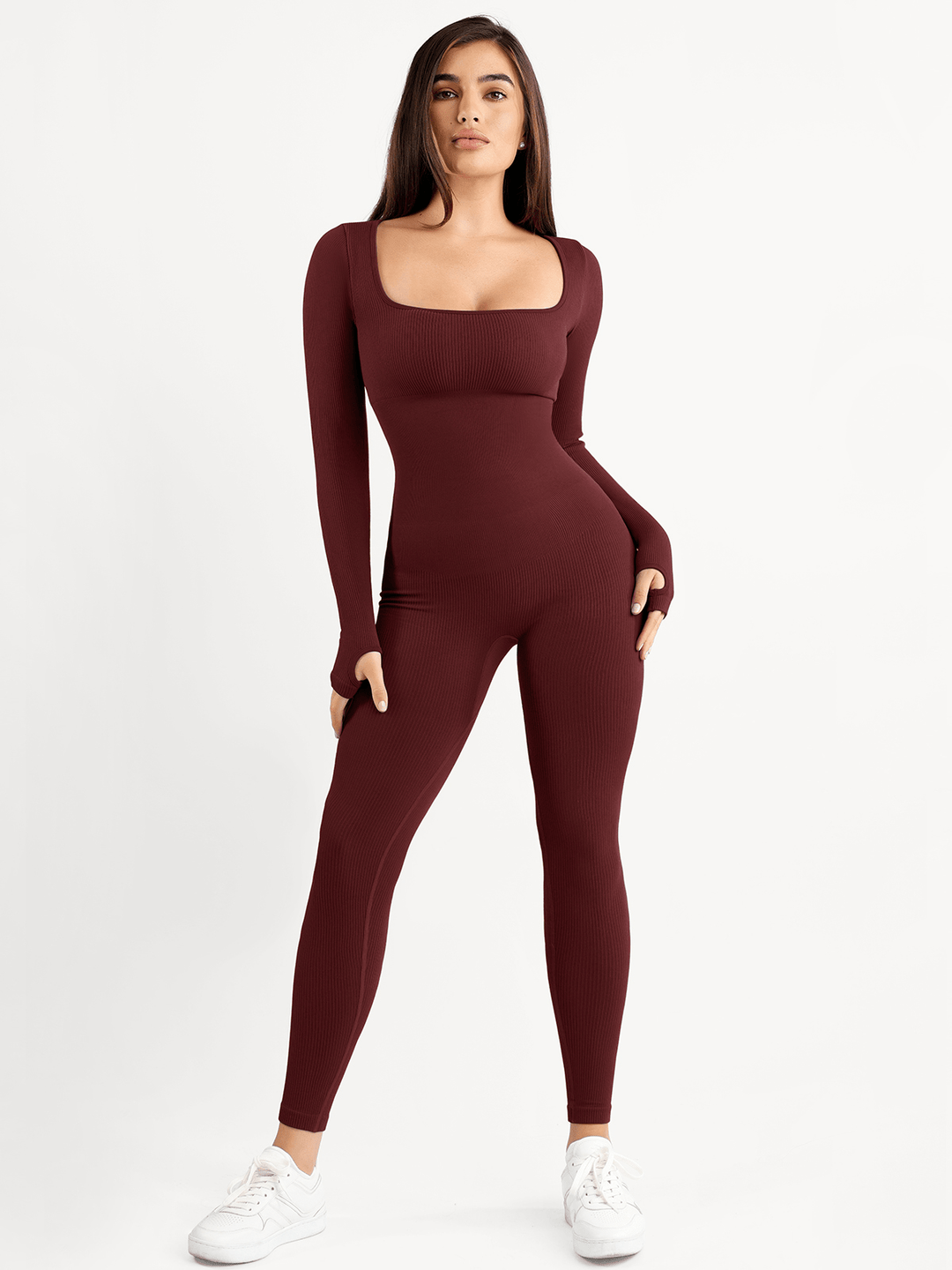 Shapewear Seamless Thumb Hole Long Sleeve Jumpsuit - Modefluss