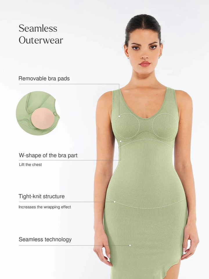 Shapewear Seamless Sleeveless Irregular Ruffled Hem Dress - Modefluss