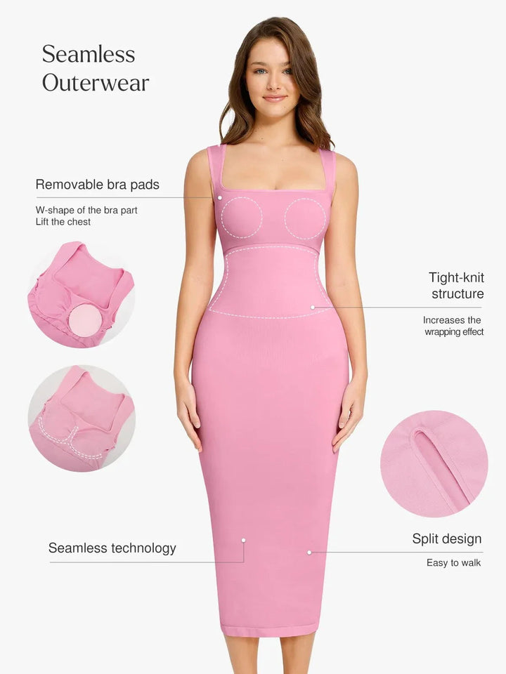 Shapewear Sleeveless Square Neck Slimming Seamless Dress - Modefluss