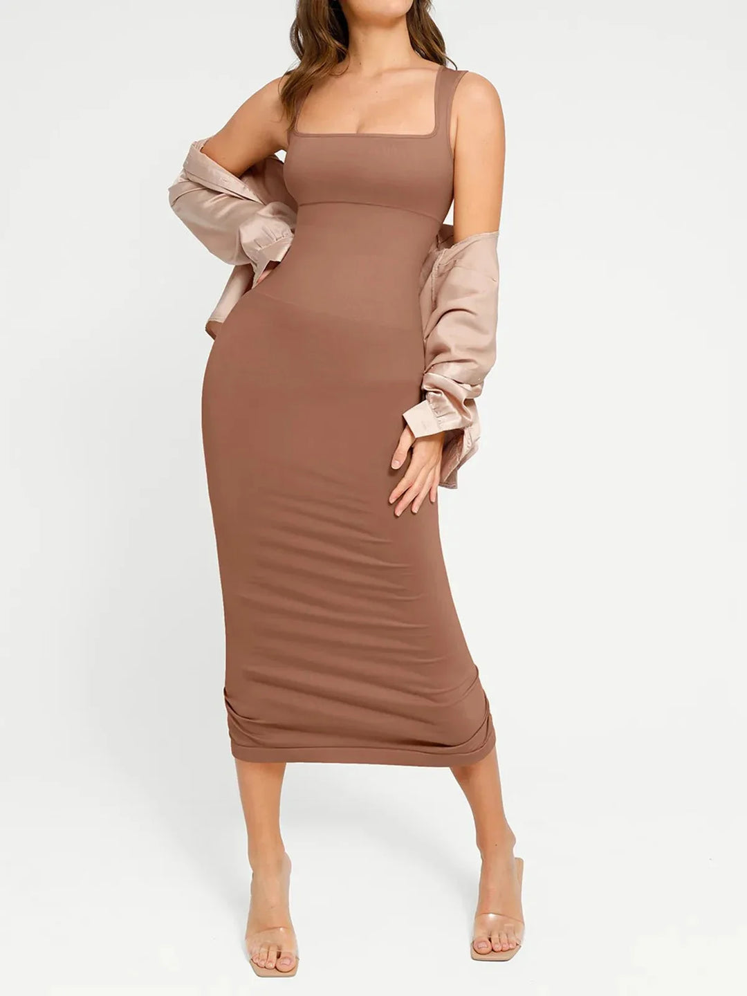 Shapewear Sleeveless Square Neck Slimming Seamless Dress - Modefluss