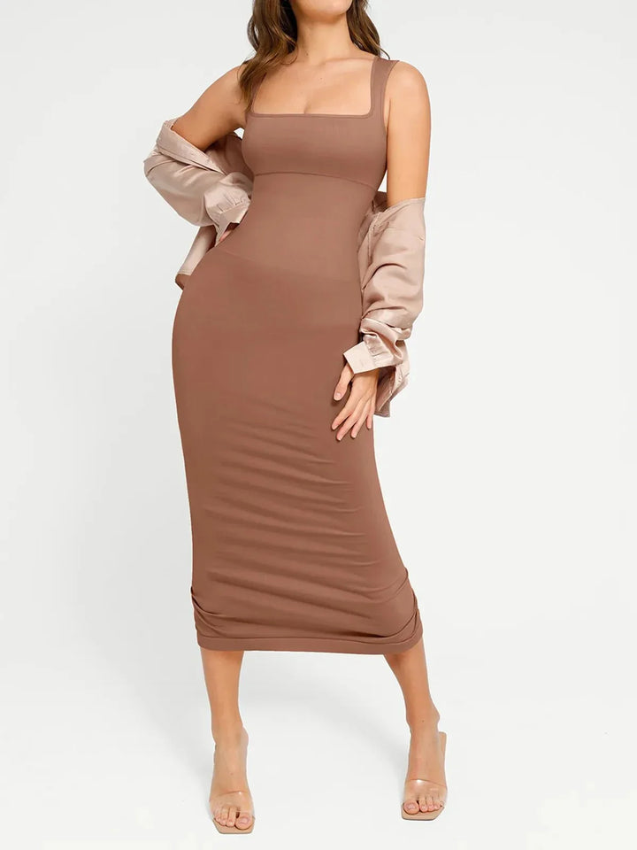 Shapewear Sleeveless Square Neck Slimming Seamless Dress - Modefluss