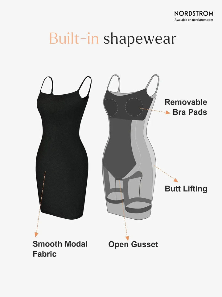Shapewear Solid Modal Butt Lift Mini Slip Dress - Modefluss